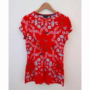 Ted Baker red butterflies and flowers fitted t-shirt 3 (US size 6-8)